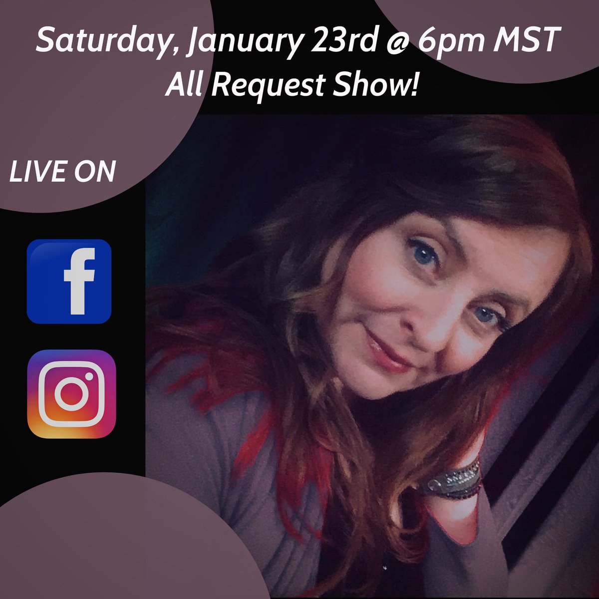 DerinaHarvey's tweet photo. Join me on Sat. Jan 23rd at 6pm MST/9:30pm NST for a live solo show on FB & Instagram made up of your requests! Let me know what you would like to hear & if I know it - I’ll play it! #allrequestshow https://t.co/0Nx0CbPKdO