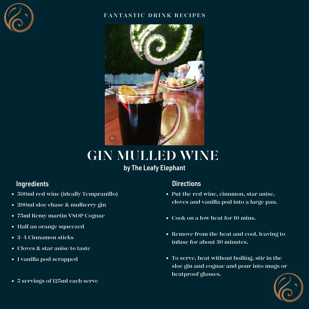 LeafyElephant's tweet image. Celebrating #ginuary with a warming Gin mulled wine. This drink is perfect for sipping by the fire on these cold January nights, the cinnamon garnish provides a handy stirring stick!  ​#ginuary #wintercocktails  leafyelephant.com/blogs/leafy-el…