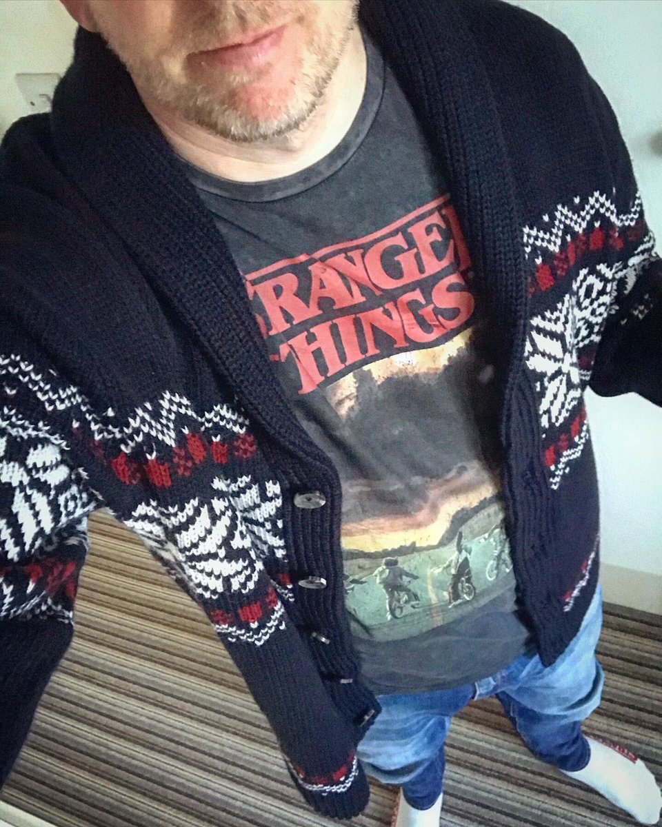 GameStarJedi's tweet photo. On a different note! Had a bit of a #next shopping spree! Still got rest of Jan and Feb for my #fairislecardi hehe got few bits for Jessie too as she’s growing out of everything so bloody quick!! #StrangerThingstee #clevergirljurassicpark https://t.co/XvUMKx4YtX