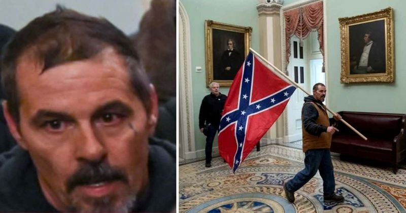 ARRESTED: Kevin Seefried, 51, from Laurel Delaware. He displays the same flag outside his home and carried the flag all the way to Washington DC. He is charged with violent entry & disorderly conduct on restricted grounds  https://meaww.com/kevin-seefried-fbi-arrests-man-son-hunter-carry-confederate-flag-capitol-riot