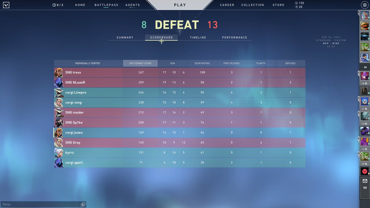 LVP VALORANT RISING SERIES 5VS5 !

8 - 13 loss vs Singularity (Round 2) gg!