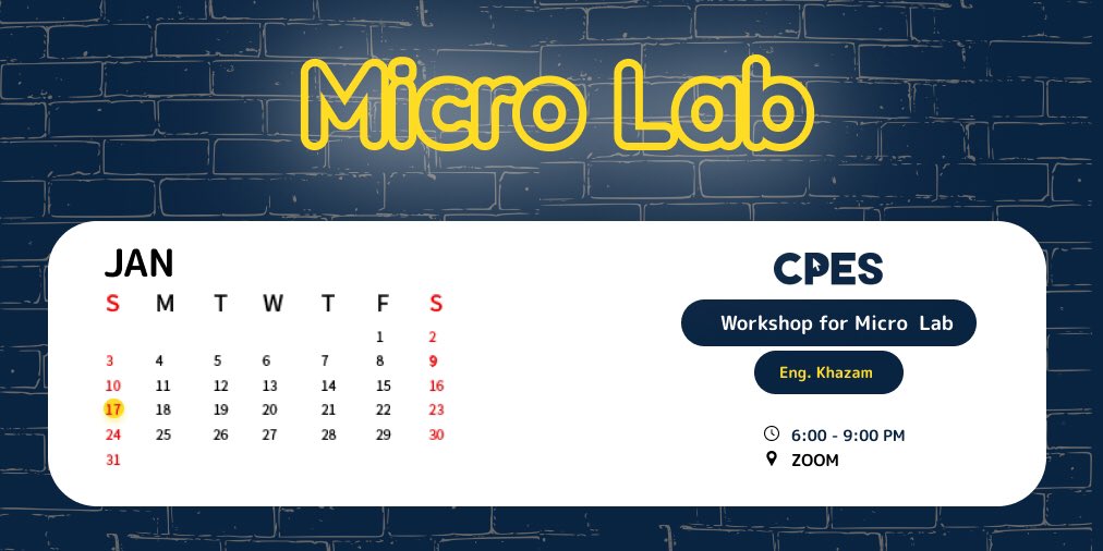 Because your needs are always important 
Lab Micro will be repeated tomorrow 🔥

Presented by:  
Eng.Khazam 
<a href="/EngKhazam/">Eng.Khazam</a> 🤩

Registration link:

cpeskw.com/Workshops