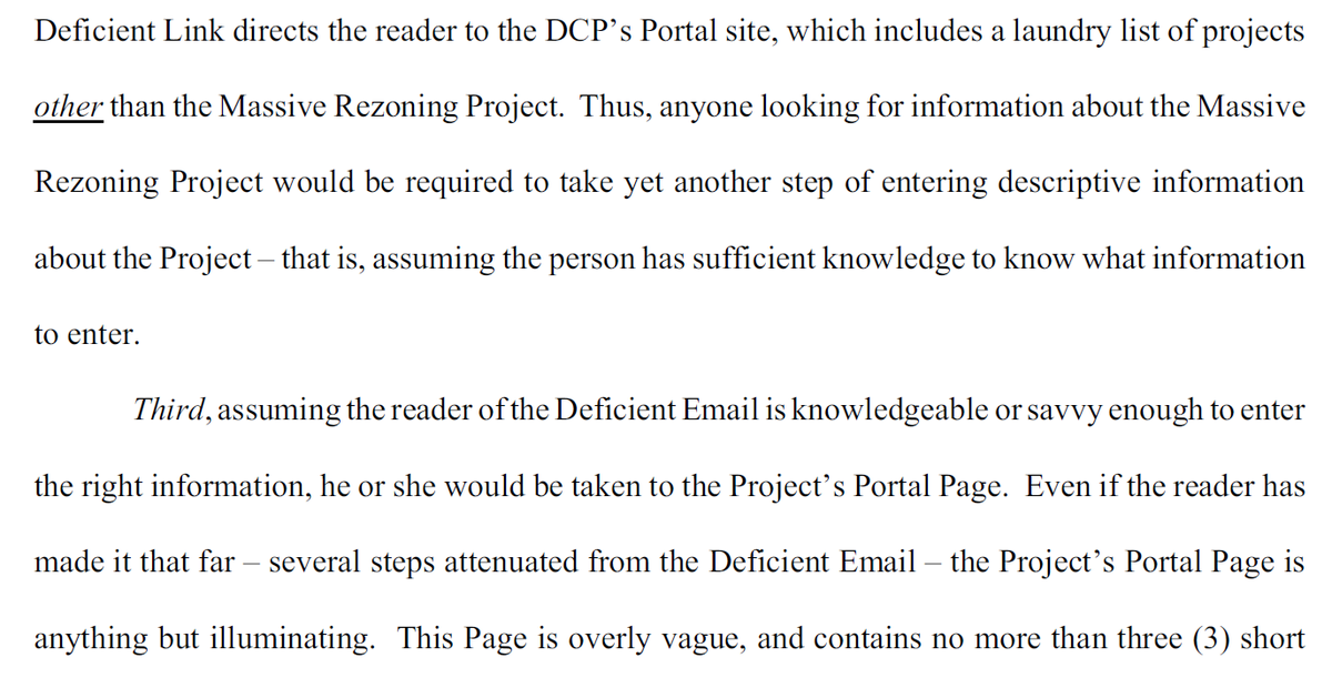 So the lawsuit argues instead that the email was insufficient because it includes a *link* to a website with information about the project, instead of putting that info in the email itself. And on the website, you have to type in “Gowanus” to find the info. Seriously, that's it.