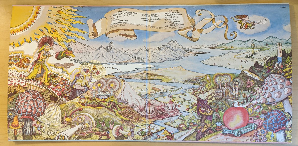 Day 9. Sssh. <whisper> We're in the inner sanctum, the most revered albums that are beyond reproachDuane the leader died in a bike crash and it looked like the band would tooThen thisOriginally Eat a Peach for Peace, the Allman Brothers toured for Jimmy Carter later on