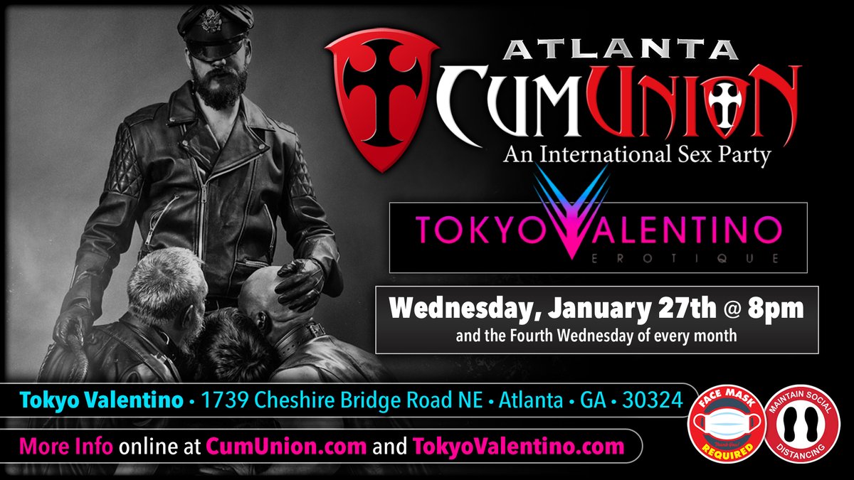 Atlanta CumUnion returns to Tokyo Valentino on Wednesday, January 27th at 8:00pm.  More info at CumUnion.com.  #CumUnion #SexParty.  .