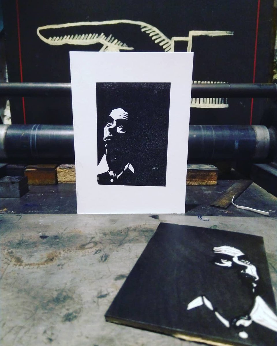 LaikaTone's tweet photo. Making today's cut... Earworm for this one was Red Right Hand... #gettingthroughlockdown #printmaking https://t.co/h0Mld9IlJi