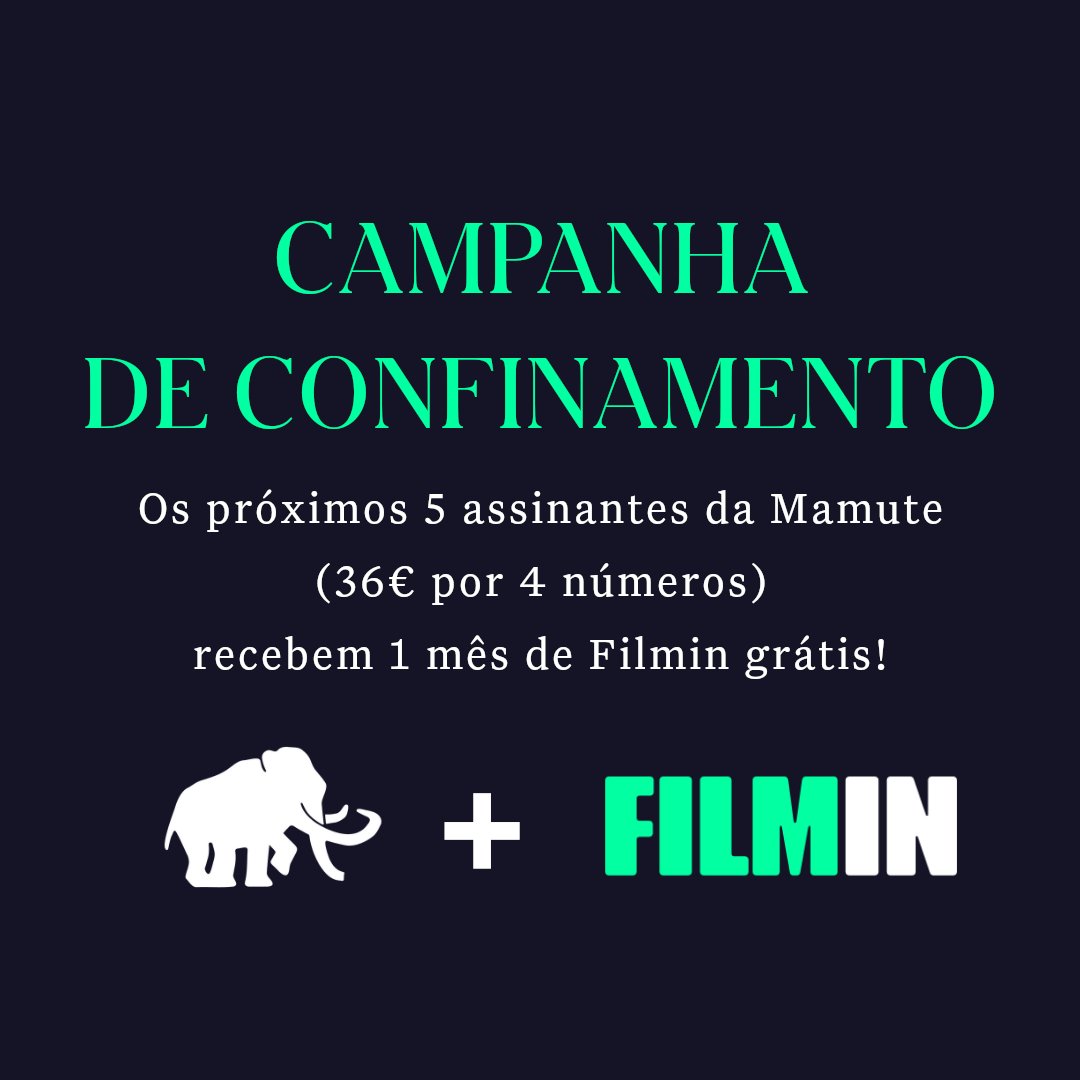 Confinar com a Mamute e o <a href="/FilminPortugal/">Filmin Portugal</a> é mais fácil! 1 mês de Filmin grátis para os próximos 5 assinantes. Assinem aqui: revistamamute.pt/loja/p/assinat…