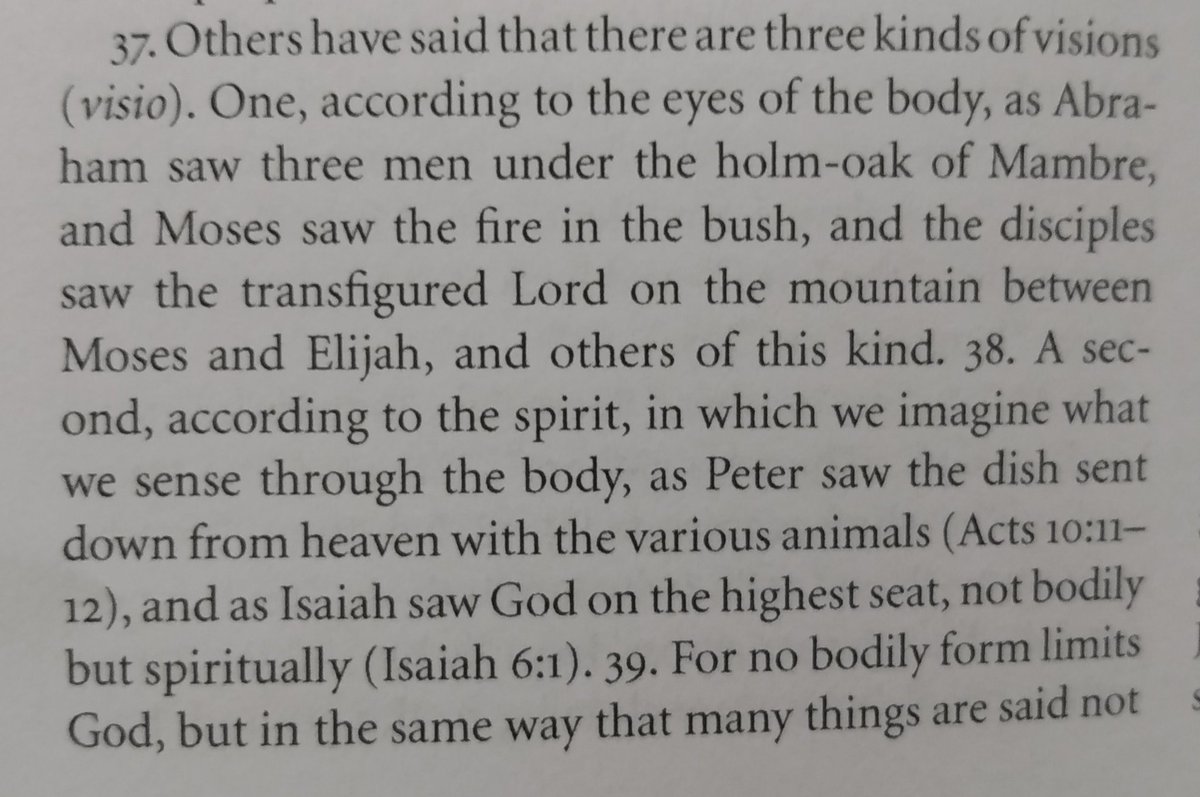7 varieties of prophecy: ecstasy, vision, dream, cloud, voice, oracle, inspiration3 varieties of vision: bodily senses, imagination, insight