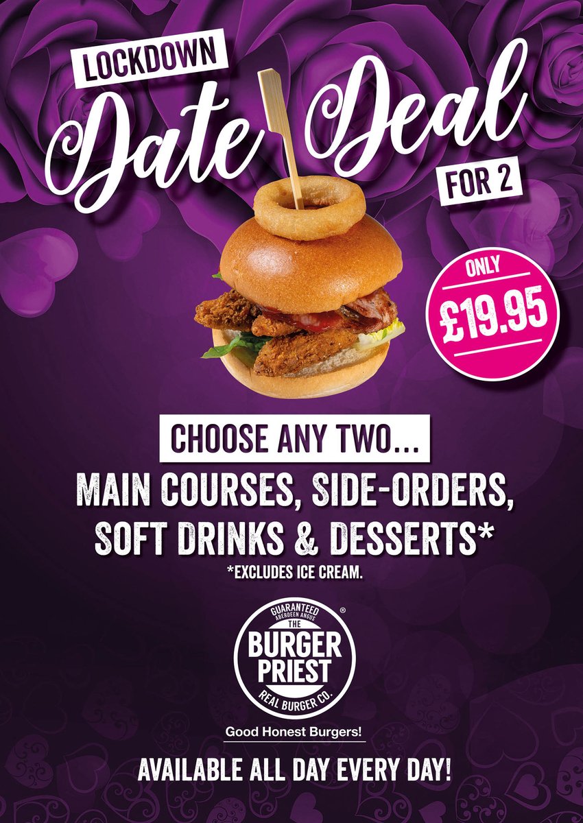 PriestUk's tweet photo. Lock Down Date Deal Just £19.95
Available via Just Eat UK or 'Call & Collect'
#DateNight #DateDeal #JoinTheCongregation #LockDownDeal https://t.co/HZjr20cbaT