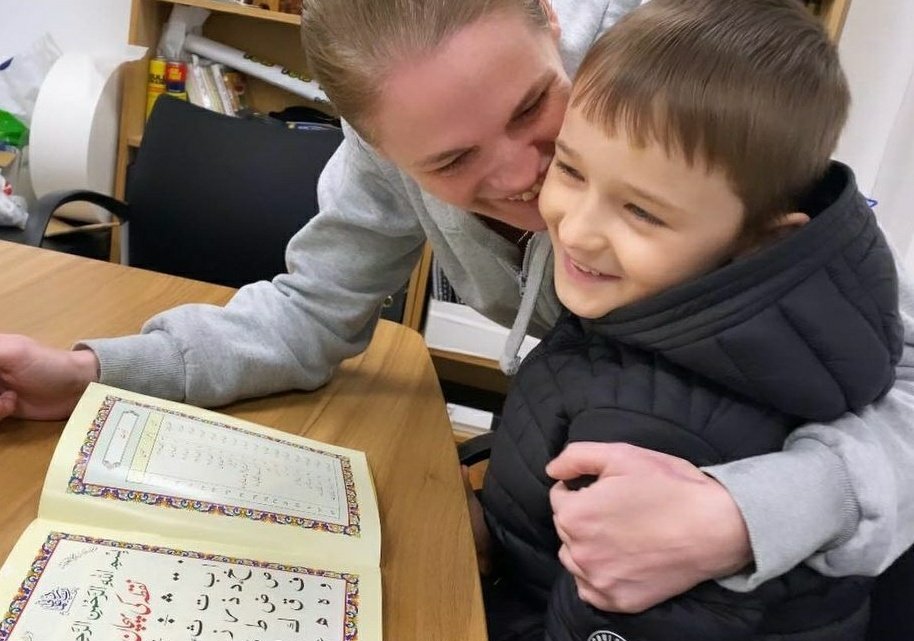 To rile up the haters even more, here is Muhammad Muzammil (Rudy) with his mother learning his first letters of the Quran and attending his first Jummah prayer  may Allah bless him and May Allah bless him mother with guidance too, Ameen.