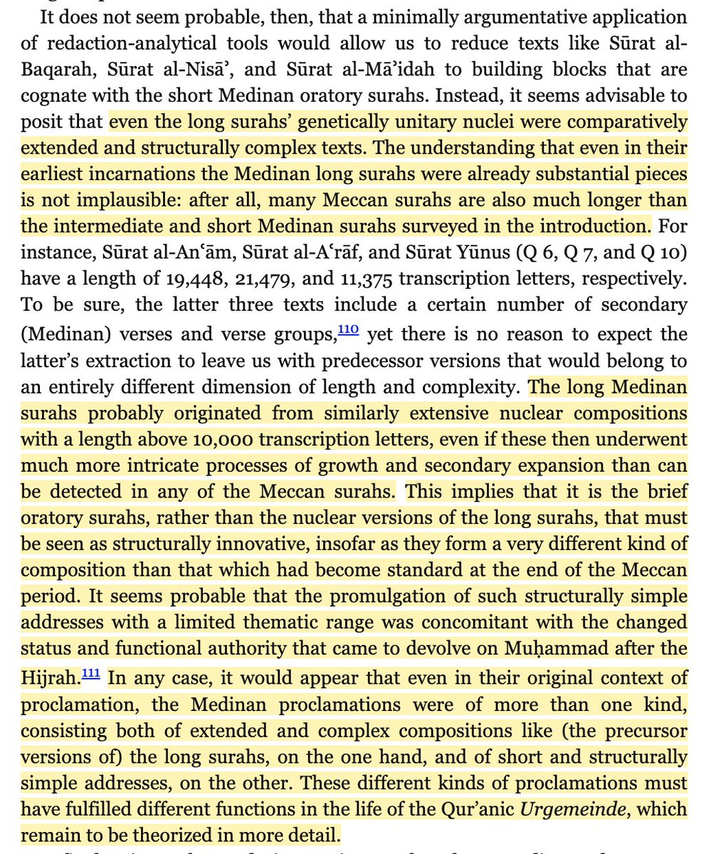 The entire volume the paper is in is fascinating too, though I’ve only read Schmid and Sinai’s papers. Sinai continues his redactional approach to the Medinan surahs; some money methodological views: