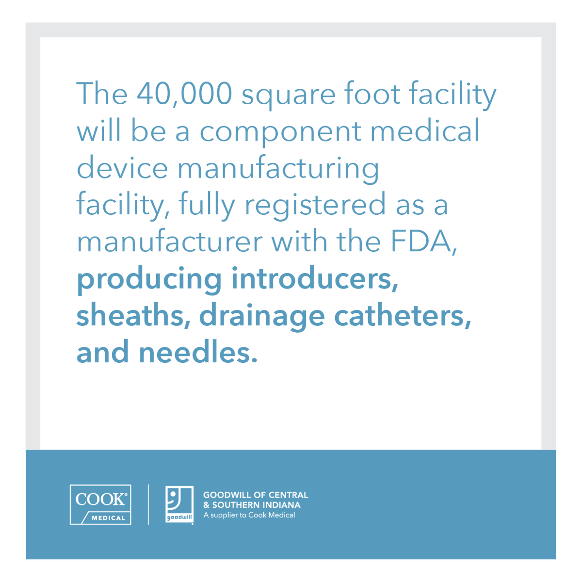 CookMedical's tweet photo. A new medical manufacturing hub will bring about 100 new jobs to the northeast side of Indianapolis. @CookMedical will open the new facility to make medical supplies and hire people through @GoodwillIndy. https://t.co/mV2WpCSOBR https://t.co/0jqgLYMYsZ