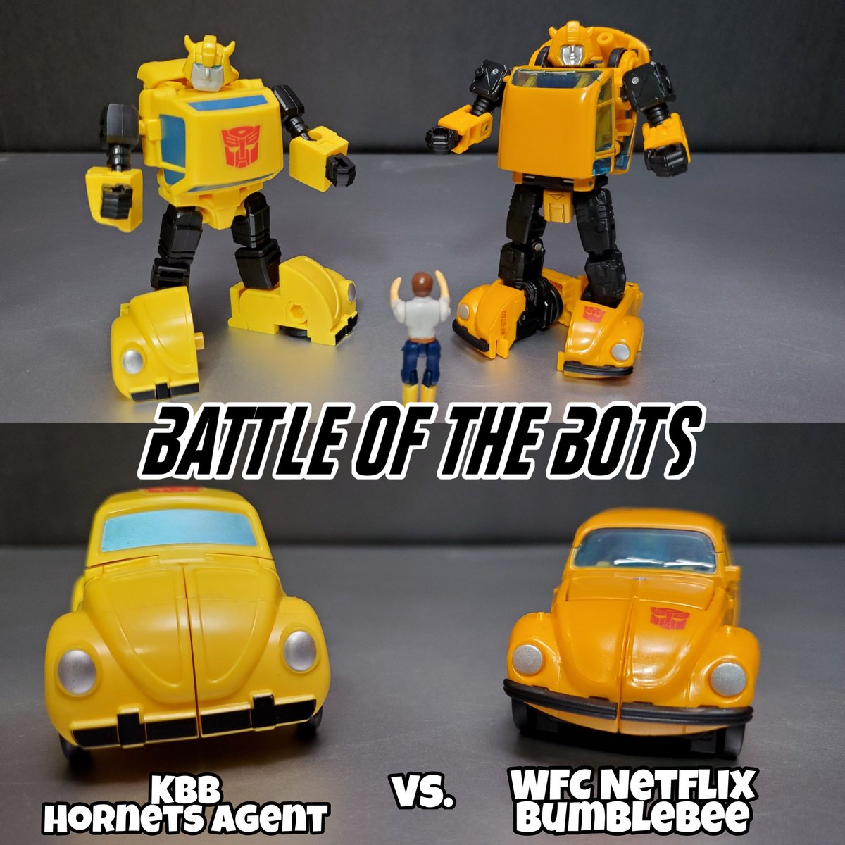 Soundwave8084's tweet photo. A Bee Problem! Spike needs some help from you to figure out which Bee is the true Bumblebee.  Comment down below your favorite between the two, and subscribe to my YouTube channel to see who won in the next episode of Battle of the Bots. #transformers  https://t.co/E4EuPSLwHc https://t.co/HXACWCGf6s