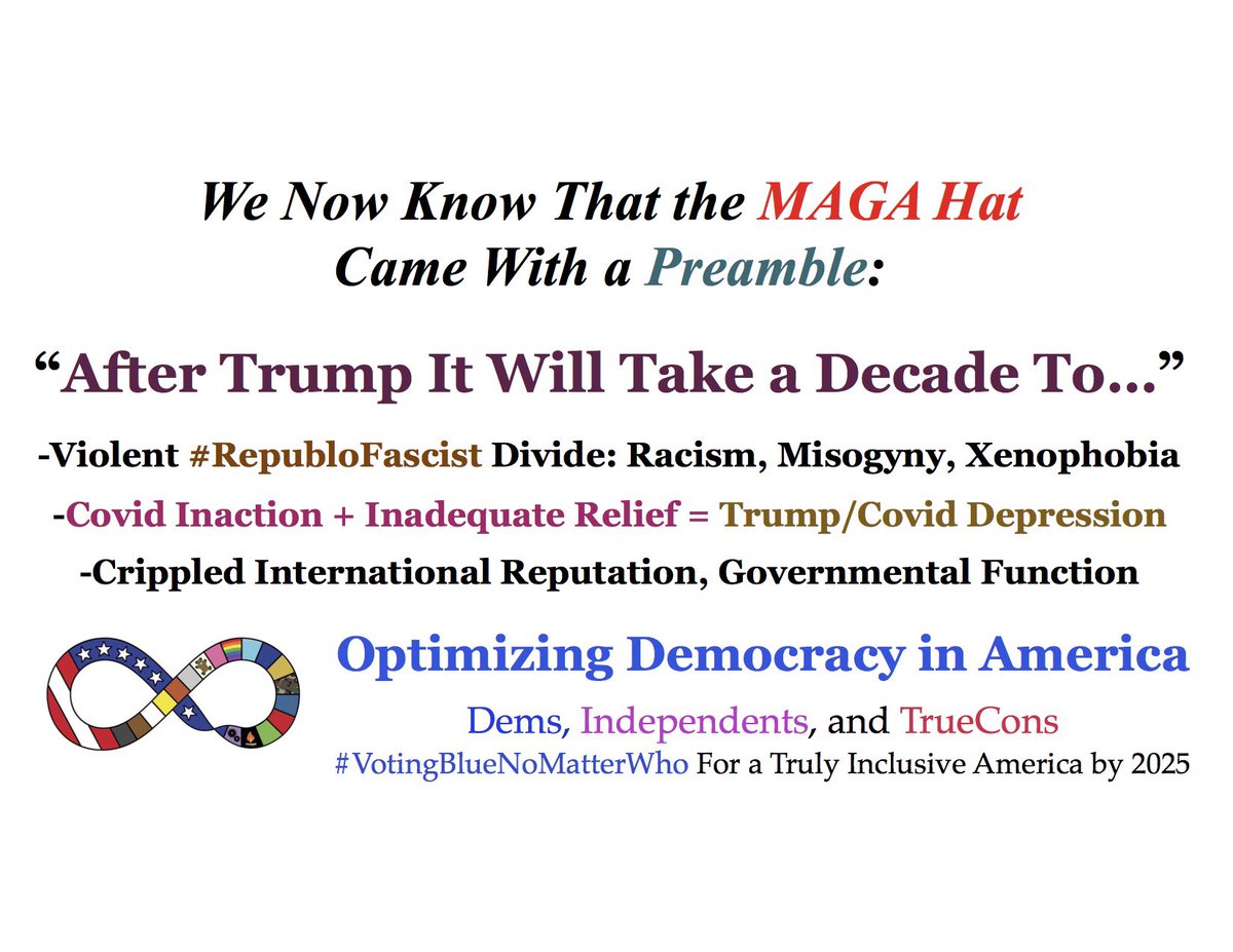 ProgVoters's tweet photo. @J21O @GaryLov620 With a Trump/Covid Depression looming, just as McConnell wanted to reclaim the Senate in 2022, we have to realize that the #MAGA hat came with a preamble:

“After Trump it Will Take a Decade To...”
#MakeAmericaGreatAgain

The #RepubloFascist sabotage is already in place https://t.co/qpsaQwBjJG