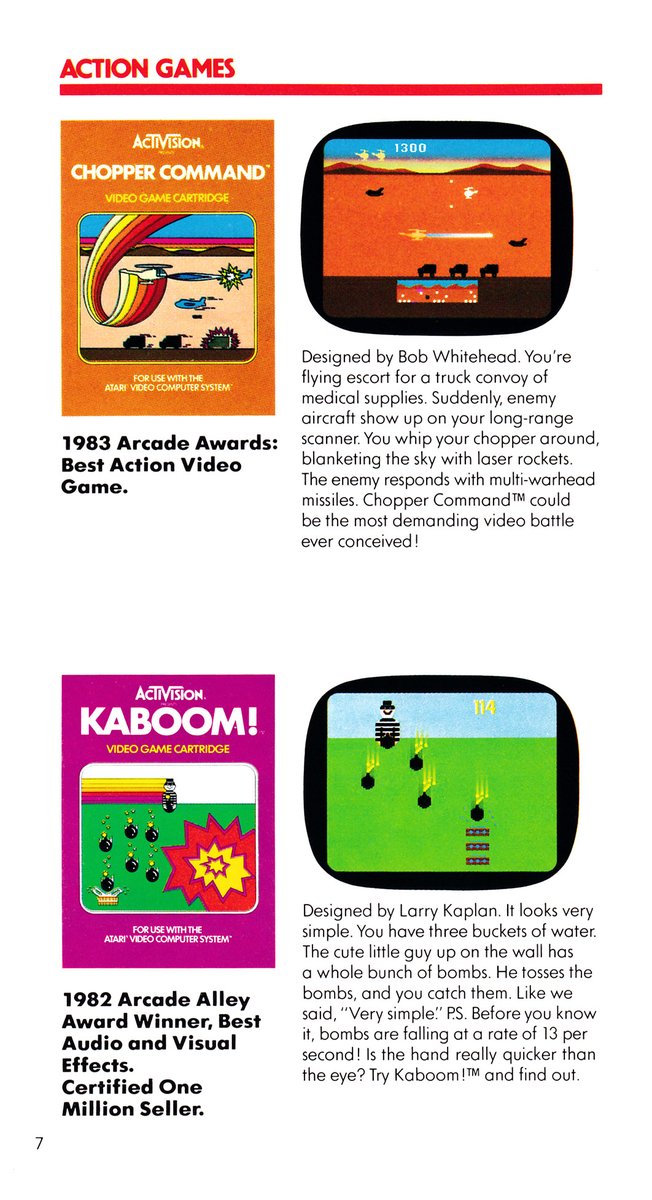 jcmartinezm82's tweet image. #ChopperCommand | #Kaboom - #Activision Video Game Cartridge Catalog (Winter-Spring 1983)

#RetroGaming #RetroGames #RetroGamer