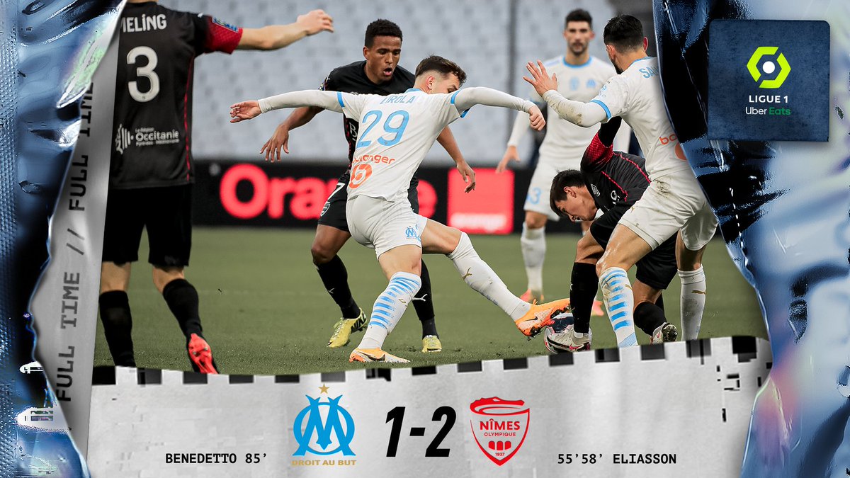 フランス フットボール オリンピック マルセイユ 1 2 ニーム オリンピック 得点 後半10分と後半13分 ニクラス イリアソン 後半40分 ダリオ ベネデット オランピク ドゥ マルセイユ Om マルセイユ サッカー フランスサッカー リーグアン