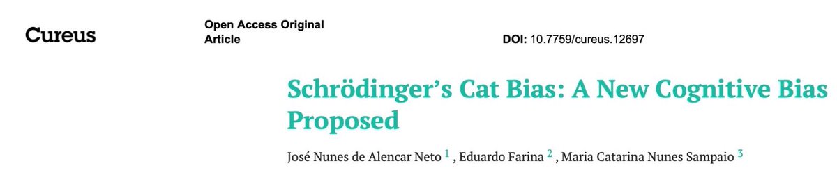 [ENG] Nicolas had a diagnosis that, according to his doctor, needs urgent surgery.In fact, he had an “overdiagnosis” and his futile treatment had a tragic outcome.Nicolas is grateful and represents the proposed “Schrödinger’s cat bias”, which we just published at  @CureusInc