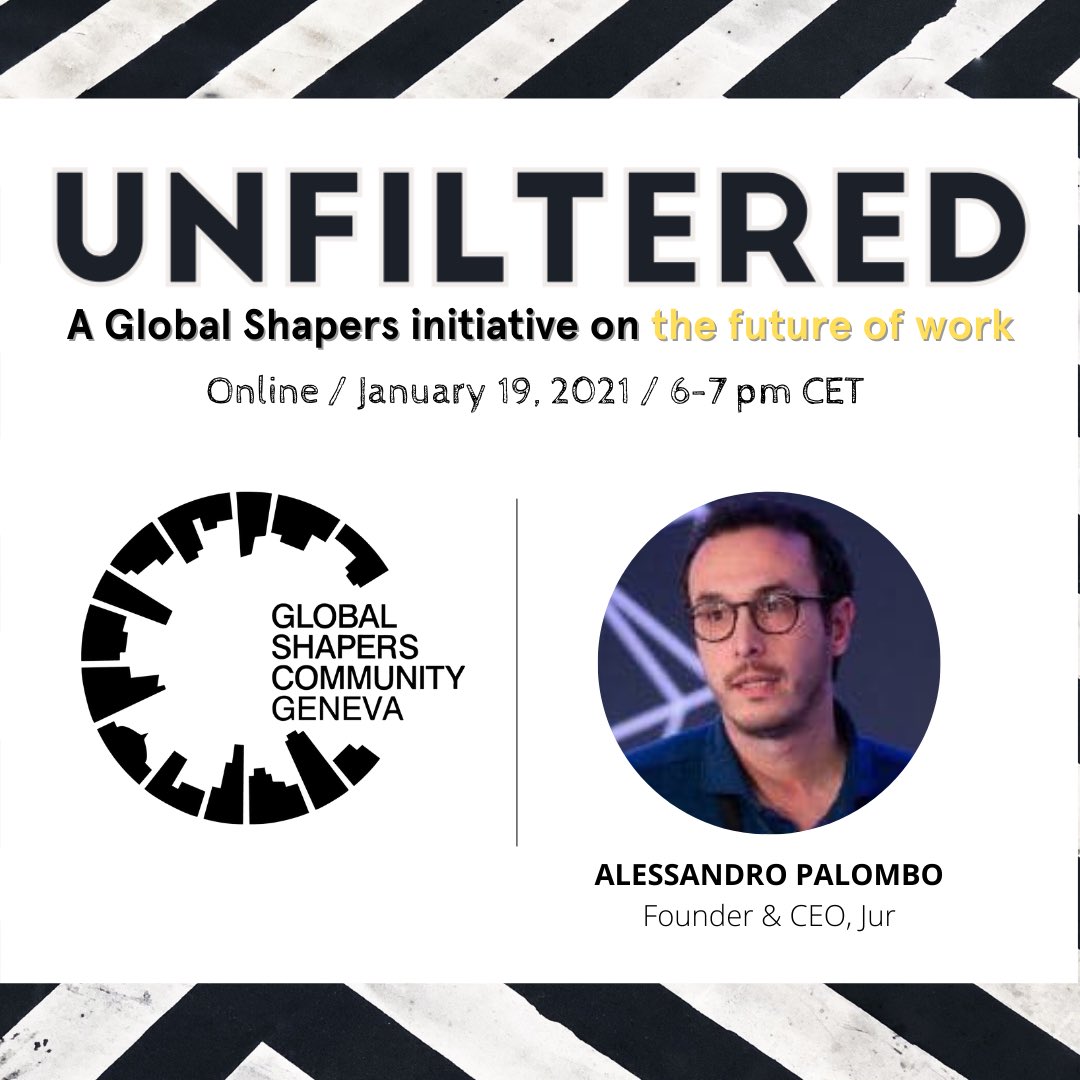 🧑🏻‍💻🚀 Our second panelist for #Unfiltered on 19 Jan is #techpreneur <a href="/0x_ale/">Ale</a>, Founder &amp; CEO of #Jur, working to provide access to an open justice in over 166 countries: fast, affordable, 100% #online.

Register to the session via eventbrite.com/e/gs-unfiltere… 

<a href="/GlobalShapersCO/">Global Shapers</a>