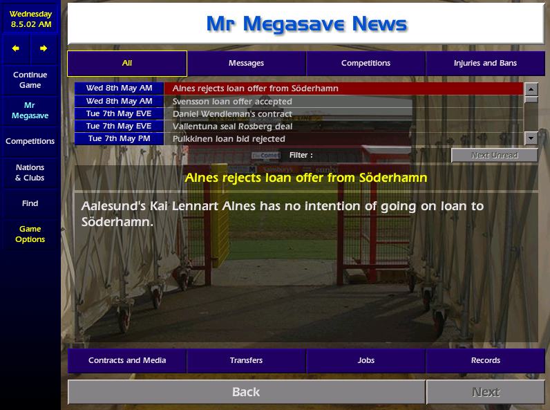 We are in a right pickle! We have no GKs at the club now due to Chairman Gosta's firesale. Sune & Ola look panicked, they've not been able to find a single free agent and have given me licence to find one myself (but only on loan). Despite being interested, Alnes isn't interested