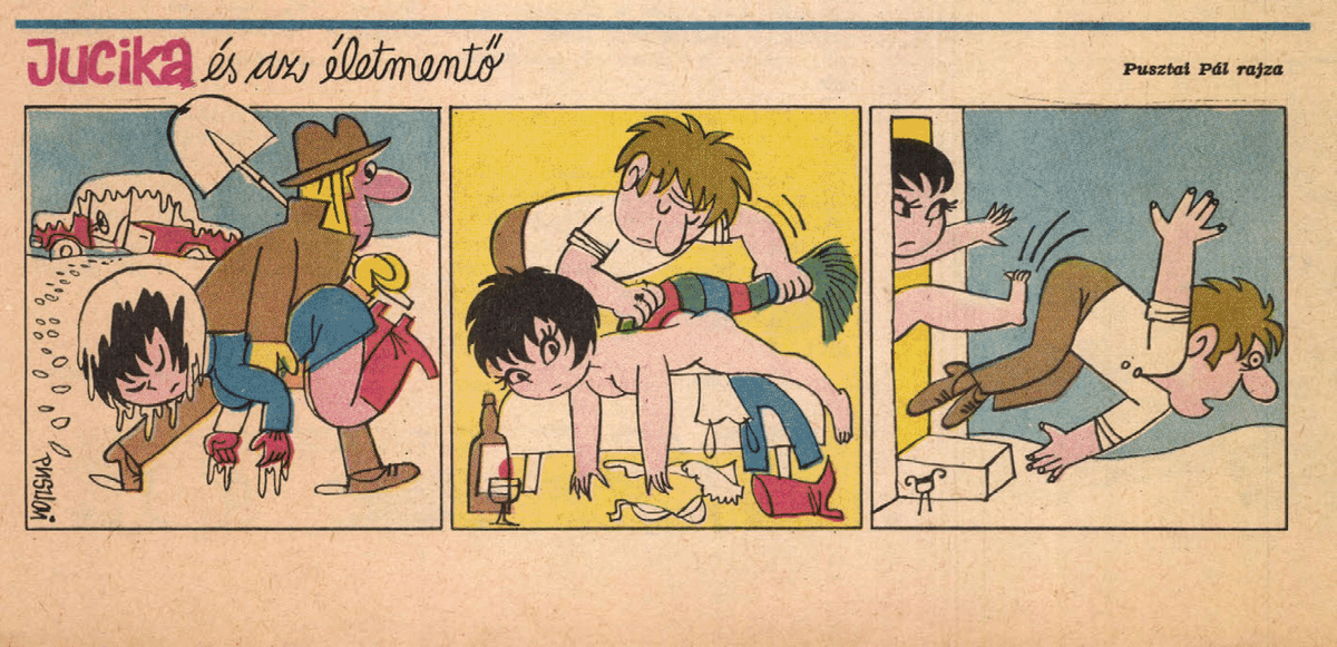JucikaInOrder's tweet photo. 506. Jucika And The Life Saver.
Published on Ludas Matyi on the week of Jan. 5th-11th, 1970 (Dated Jan. 8th).
(No Jucika strip for two weeks from Dec. 22nd, 1969-Jan. 4th, 1970)
#jucika #jucikainorder #jucikachronological #LudasMatyi #January1970 #Pusztai #PusztaiPál #PálPusztai https://t.co/Ov3QYK4Okc