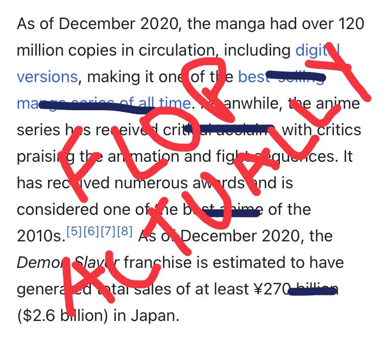 6) Despite getting fucked over with trash animation and almost no promotion it still does amazing numbers and trends all the time. Now hit my line when KNY can do that