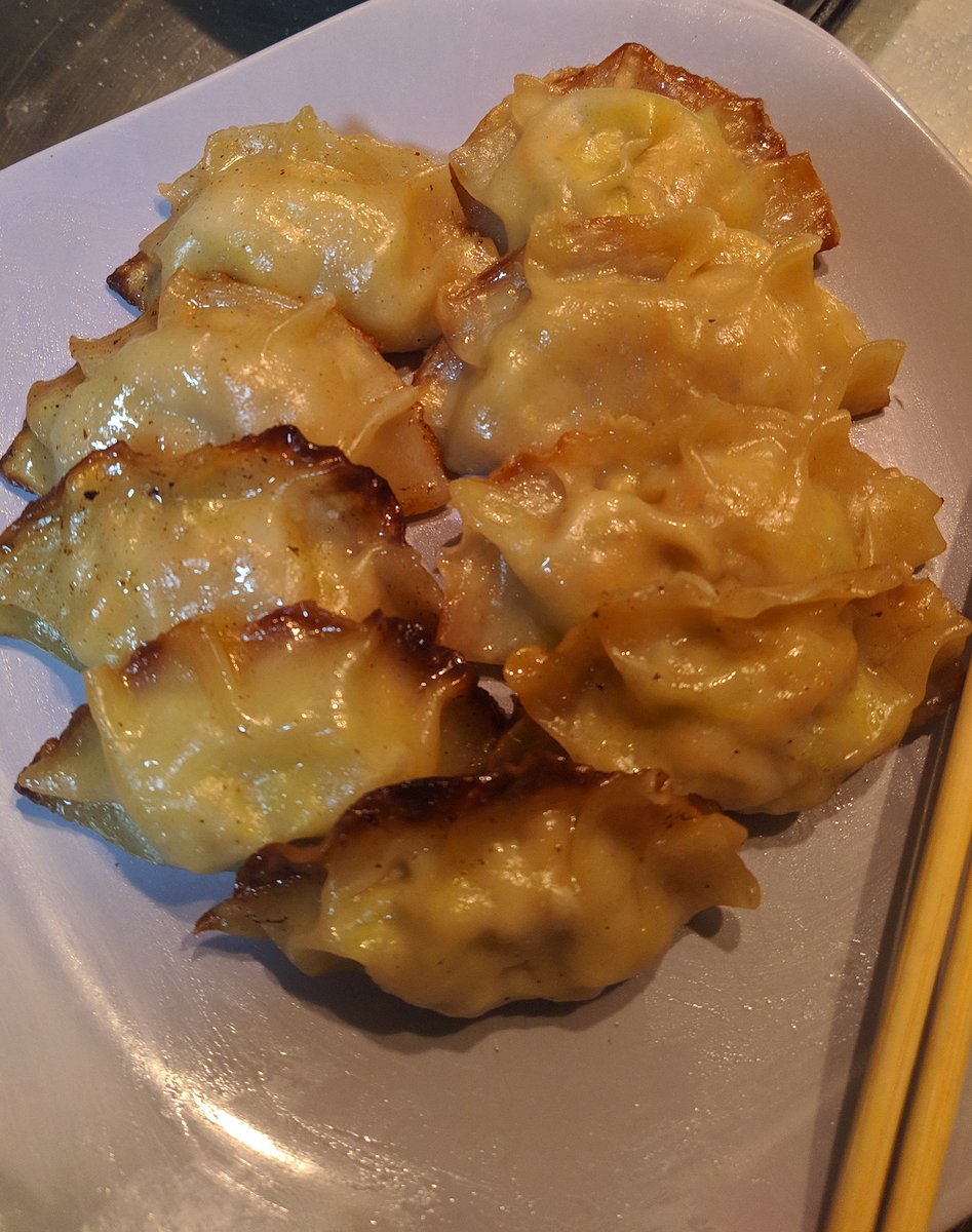 Vegan Gyoza (dumplings) for the win! So freaking DELICIOUS. My non vegan parents are crazy over them 🥟❤️