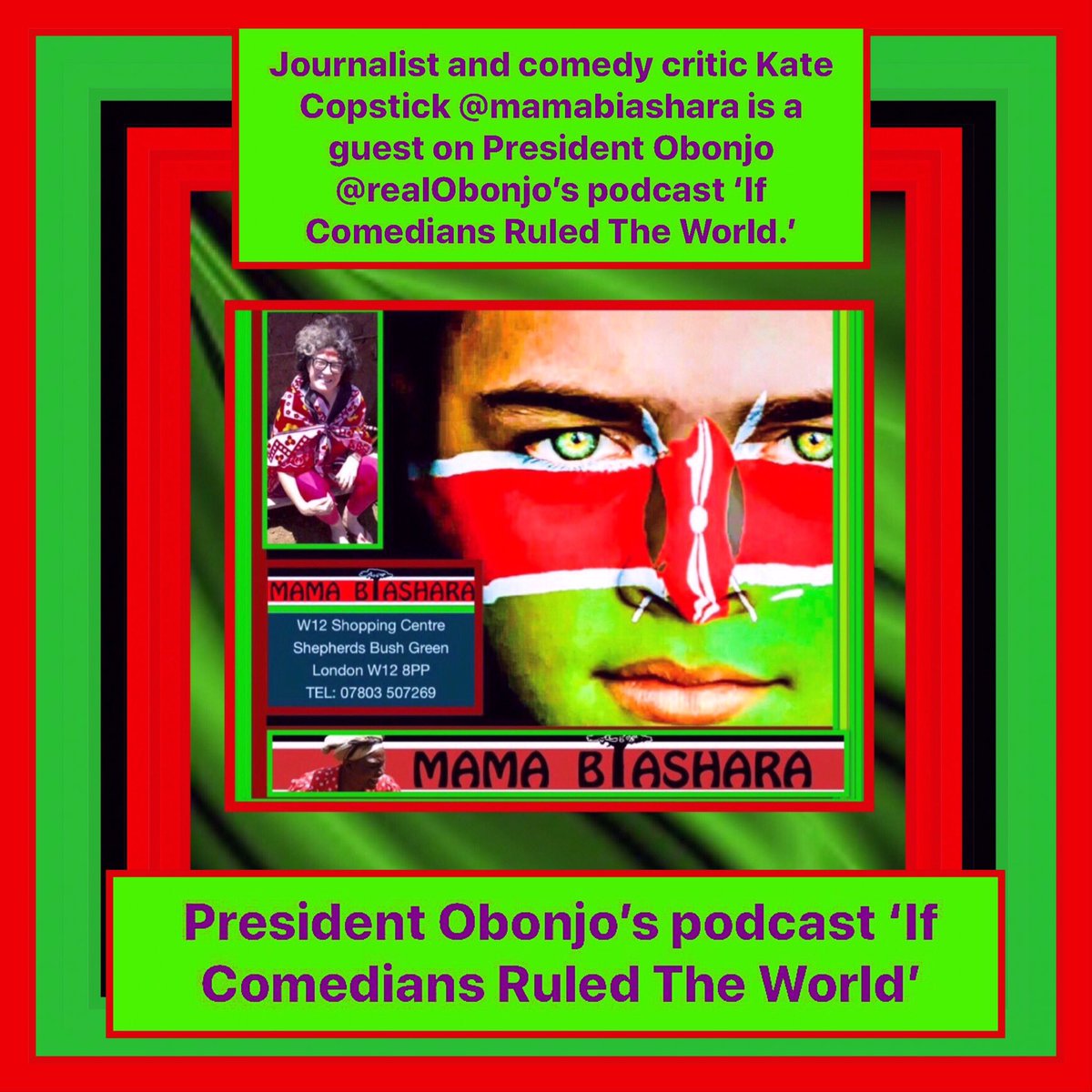 sanshui596's tweet photo. Journalist/#comedy critic #KateCopstick #mamabiashara is a guest on #PresidentObonjo #realObonjo’s #podcast ‘If Comedians Ruled The World’

#Maharastra #Gujrat #Delhi #Rajasthan #india #agra
#TamilNadu #Karnataka #Pune #Chennai #Nashik  #kolkata #mumbai 

https://t.co/pkdWUkWhol https://t.co/vA9i8anYmR