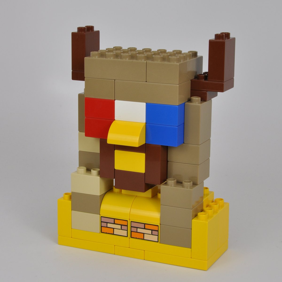 bigbrickbuilds's tweet photo. Despite the karma that will accumulate from promoting this guy or anything he stands for...he was just too iconic not to build...the Q Shaman. ⁠
⁠
Fittingly, it seems that now is the time to build the "orange prison jumpsuit" version as well...⁠

#politics2021 #legoduplo https://t.co/x4AWV53uvH