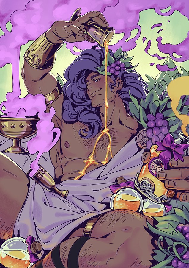 taki_bert's tweet photo. "Dionysus, the son of the virgin, bringing the counterpart to bread: wine and the blessings of life's flowing juices."
#HadesGame #Dionysus https://t.co/LMfdTDqgCU