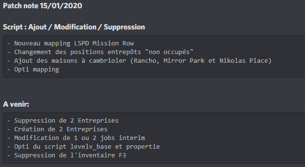 LevelV_'s tweet photo. N’oubliez pas de check les derniers patch notes si vous voulez rester à jour sur les nouveautés du serveur 😉 https://t.co/9yvA1b2StM