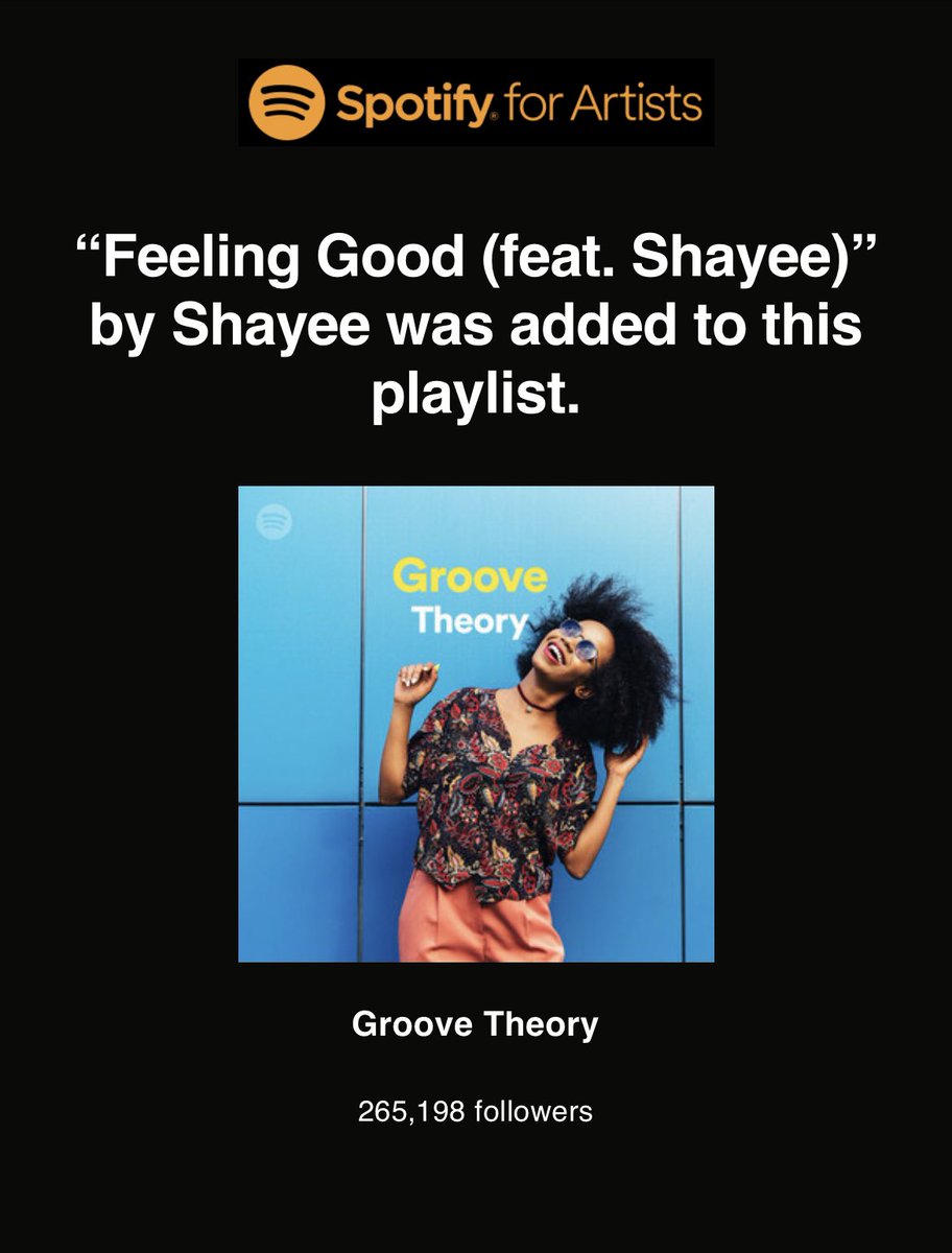 Thanks Spotify for adding my “Feeling Good” feature with <a href="/RedondoMusicNL/">Redondo</a> to your Groove Theory playlist 💋

spinninrecords.com/releases/feeli…? 

#spotify #music #singer #groovetheory #playlist #spotifyplaylist #housemusic #dancemusic #feelinggood #song