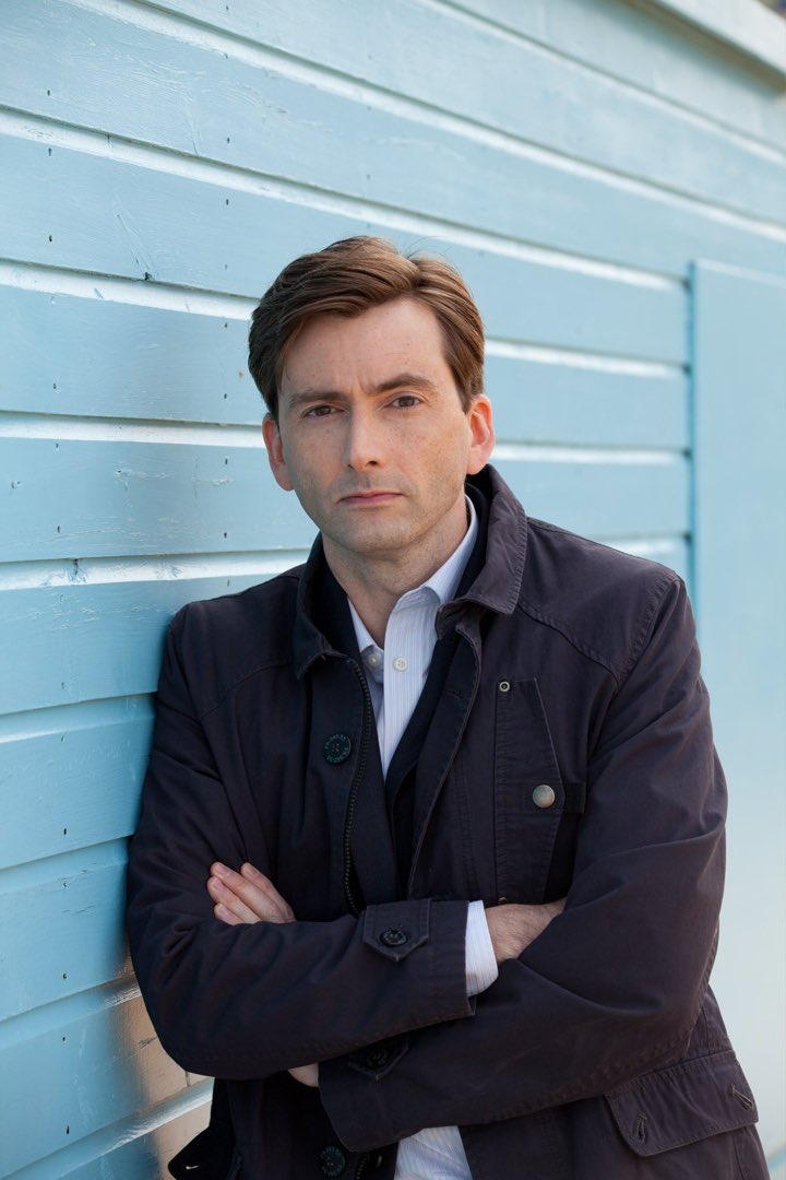 david tennant with michael sheen, jon hamm, neil gaiman and douglas mackinnon