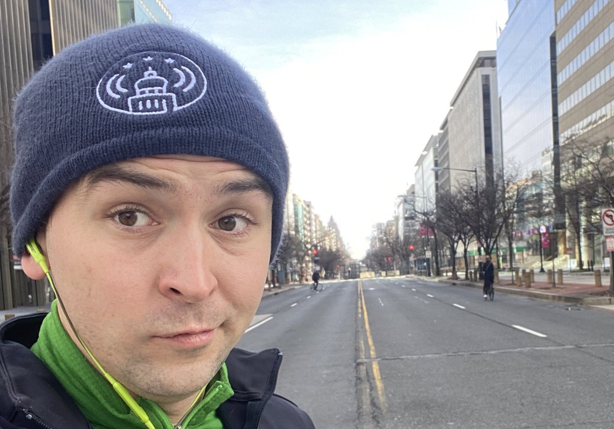 This afternoon I took a 10.3 mile jog around (nearly all of) the Inauguration perimeter.  #RealFunDC Main takeaway, if you don’t live here, don’t come downtown!