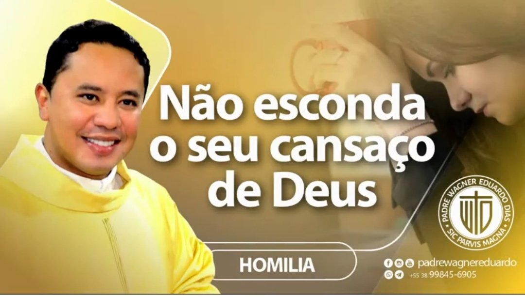 PeWagnerEduardo's tweet photo. #homilia #esconda #esconder #cansaço #Deus #cura #libertação #abatimento #compadecer #Jesus #mobiliza #depressão
Homilia - Não esconda o cansaço de Deus - Padre Wagner Eduardo Dias
https://t.co/uwxEt2Nztk https://t.co/i83B9VEUGz