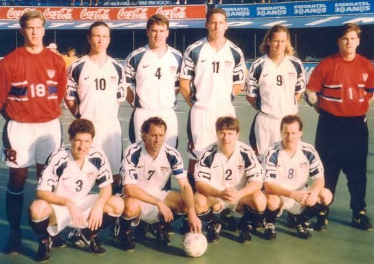 Steve1T's tweet photo. #OnThisDay in 1996 – Peter Smith scored twice as #USFNT drew 5:5 w/ Australia to open 3rd Futsal Mundialito at Rio de Janeiro’s Copacabana Beach Olympic Arena. @CoachChugger, @JimGabarra1 & Troy Snyder added tallies for U.S.; Fortunato Carvalho had pair of goals for #Futsalroos. https://t.co/8lbFSx7mzc