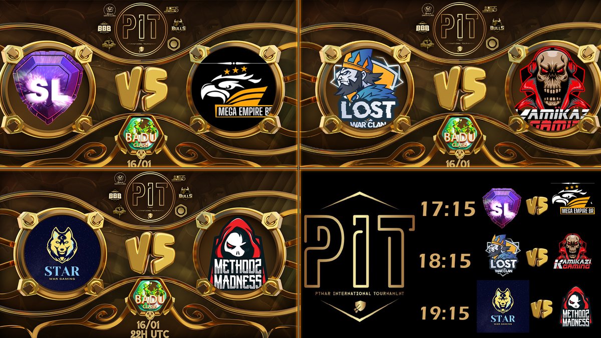 Maratona de guerras

🏆 PIT Tournament 🏆 <a href="/PITournament/">PIT</a> 

Guerra 1:  ⚔️LEIJONAT GCC❌MEGA EMPIRE BR⚔️
Guerra 2:  ⚔️LOST❌KAMIKAZI⚔️
Guerra 3:  ⚔️STAR WAR❌M2 WARRIOS⚔️

📆 16/01
⏰ 17:15 🇧🇷
      20:15 🇵🇹
📺YOUTUBE: youtu.be/y25ifkJLhGA