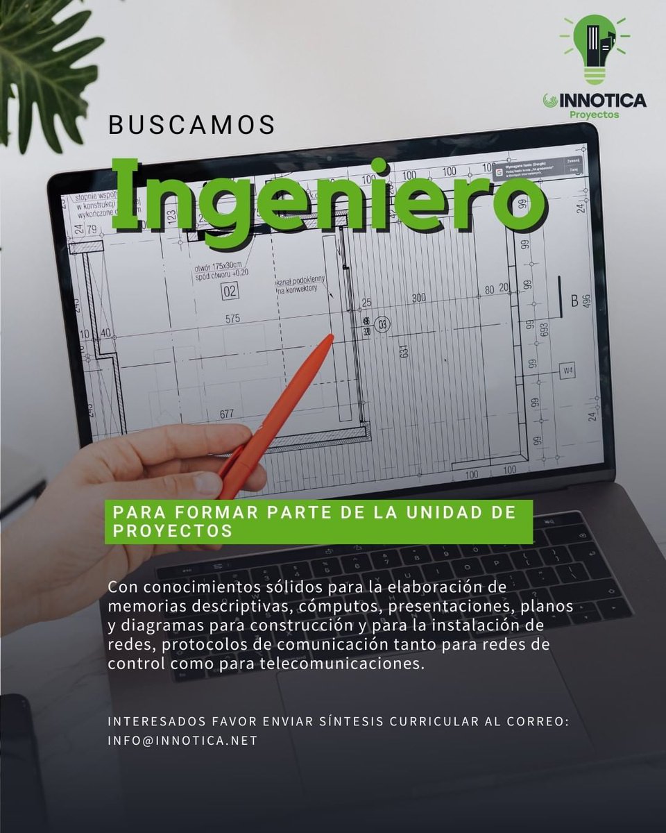 innotica_net's tweet photo. Estamos en proceso de selección de un ingeniero residenciado en Caracas para formar parte de nuestra Unidad de Proyectos.
Interesados enviar resumen curricular o enlace de su perfil de LinkedIn a la dirección info@innoti.ca https://t.co/7X0t5BEFso