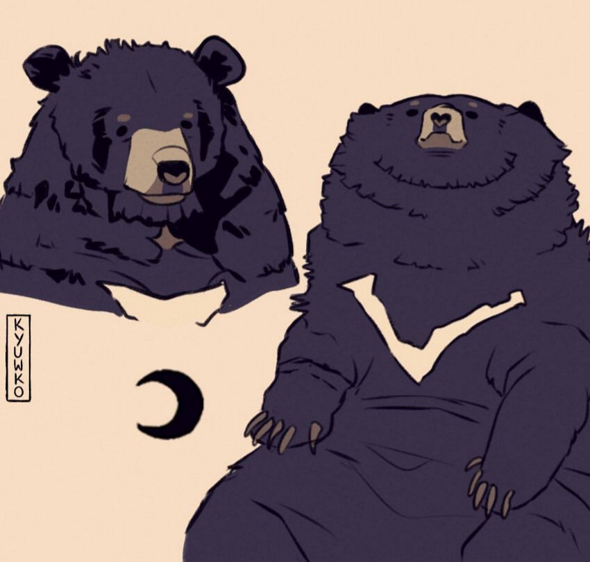 kyuwko's tweet photo. sun bears and moon bears are some top tier friend-shaped cryptids https://t.co/OmL54GvLhw