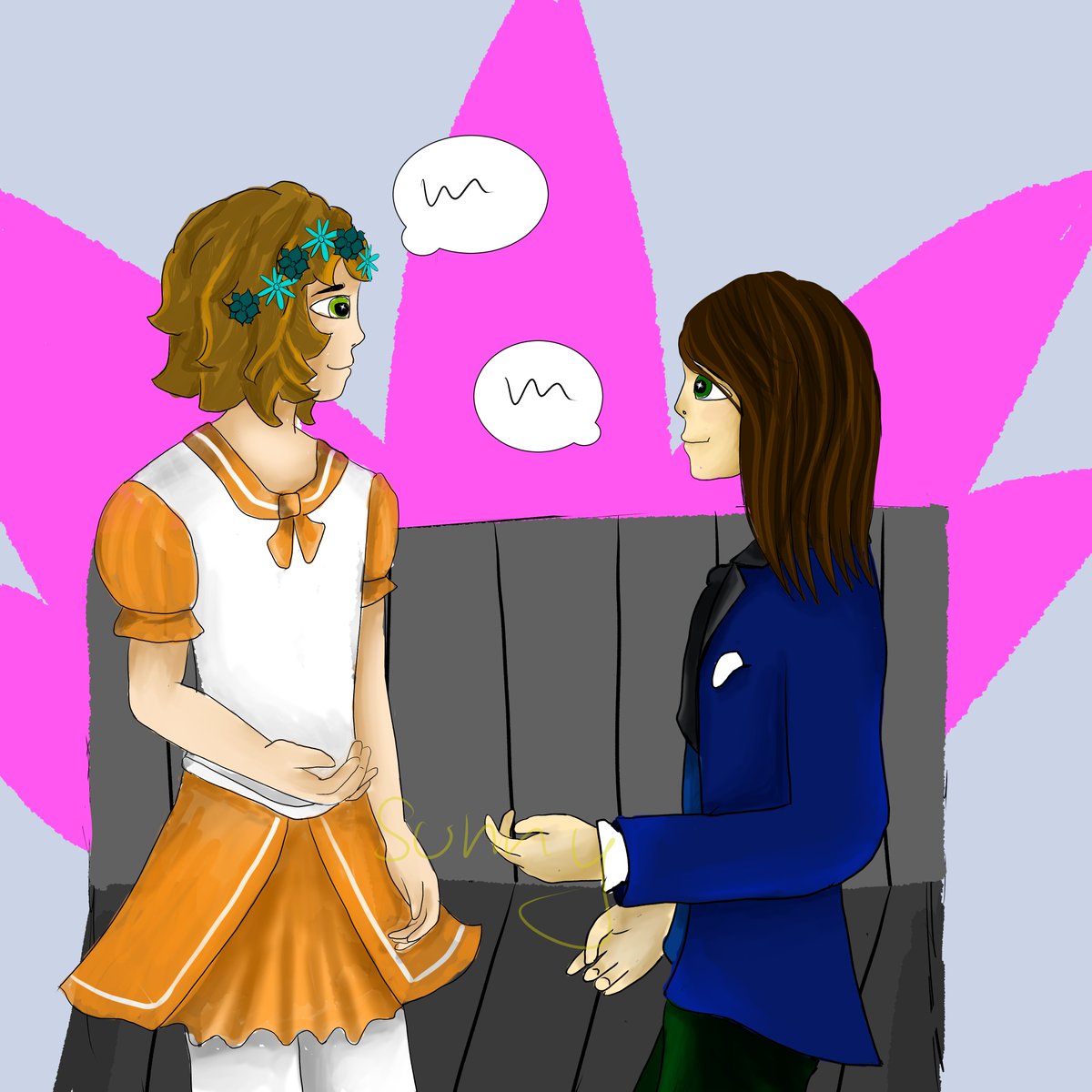 sunnymyea's tweet photo. Zum heutigen #kuenkspeedrun und dem Thema "Manus heutiges Rec Room Video" hab ich @GermanLetsPlay und @maudado im Podcast- Raum gezeichnet.

Rechts seht ihr noch die Referenz aus dem Video :3 https://t.co/nOeuS4dcok