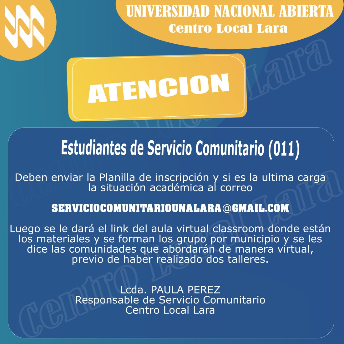 UNA | Centro Local Lara (@unalaraoficial) on Twitter photo 