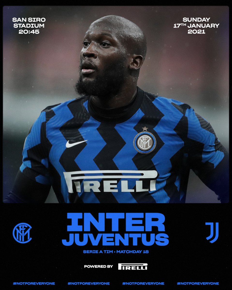 Inter on X: 💥 A 𝐁𝐈𝐆 MATCHDAY! ⚽ #InterJuventus 🏆 @SerieA_EN matchday  18 ⏰ 20:45 CET 🏟️ San Siro Stadium #FORZAINTER ⚫🔵 Powered by @Pirelli   / X