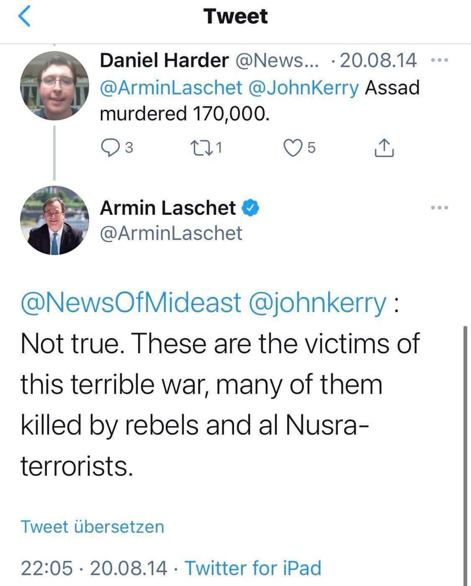 More promising statements from Laschet. I genuinely hope he doesn't change his position and work together with Syria to restore peace to the war torn country.