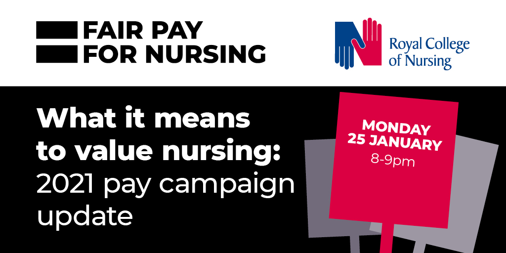Are you joining us on 25 January for our #FairPayForNursing virtual event? We'll be discussing what it means to value #nursing. Come along to hear an update on our campaign from Dame Donna Kinnair, <a href="/annemarieraffer/">anne marie rafferty</a> and many more  📣 bit.ly/2WAoUdq