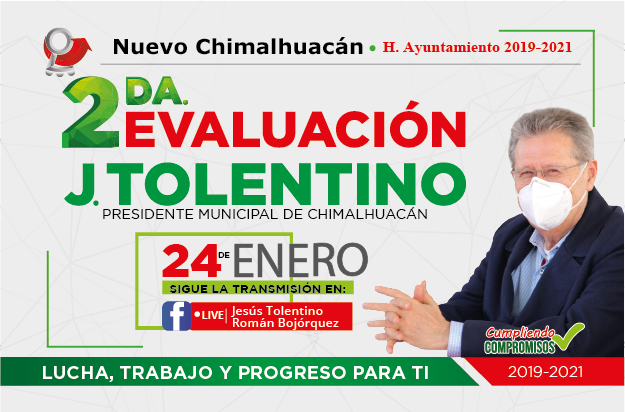 ChimalhuacanSi's tweet photo. Te invitamos a seguir la trasmisión en vivo de la Segunda Evaluación Ciudadana, el próximo 24 de enero. 
Conoce los compromisos cumplidos y el progreso de tu municipio.
#LuchaTrabajoYProgresoParaTi https://t.co/i3YWcCJuyv