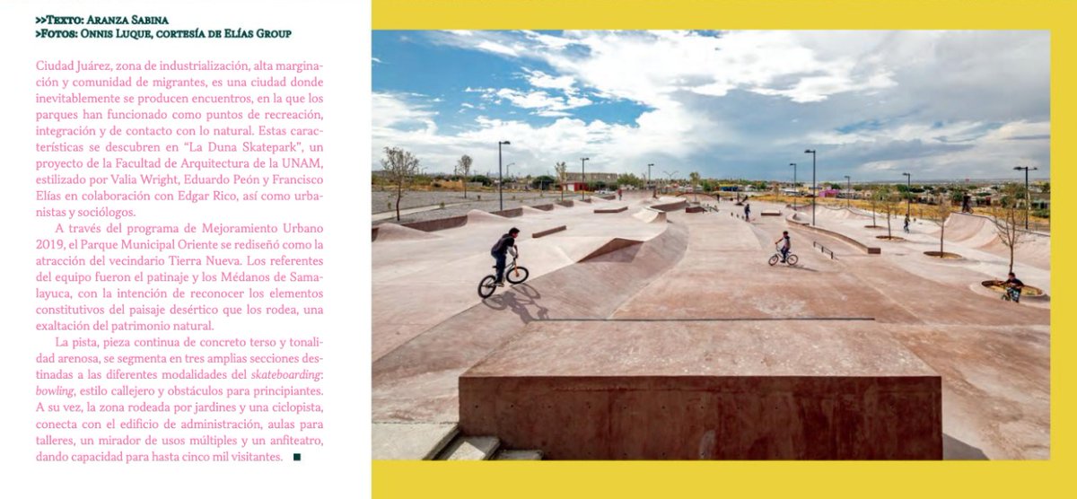 MeyerFalcon's tweet photo. Los médanos, o dunas, de Samalayuca fueron la inspiración para el diseño del skatepark que construyó @SEDATU_mx en el Parque Oriente de Ciudad Juárez. 

Les comparto este breve artículo, disponible en @MexicoDESIGN https://t.co/xGVMFdAJ7i  #JuarezLate https://t.co/9wPTeC1Fsp