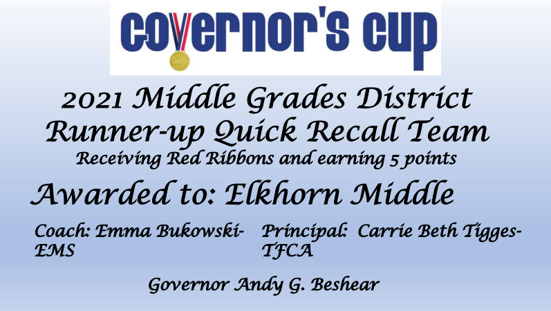 EmmaBukowski4's tweet photo. Congratulations to our Academic Team for bringing home 2nd place in Quick Recall and 3rd place overall at Governor's Cup today! We also had a lot of individual medals. Now on to Regionals! @AntlerAlerts #FCSLemonade https://t.co/8UHAGSqp4B