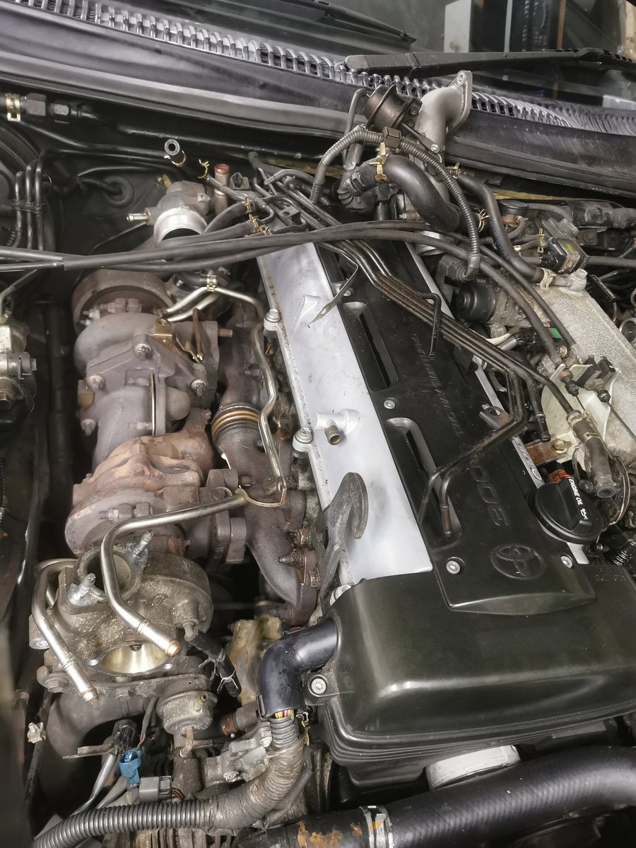 FerrariManG's tweet photo. Well only 2 bolts left... But in the most inaccessible place ever.. Would have been easier taking the engine out.. Still trying.. Any help out there? #Ukspecsupra #2jz #supra #srd #whifbitz #realst #titanmotorsports https://t.co/LOQ65SKS7y