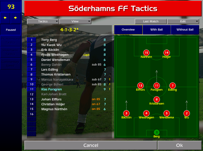 Again unable to name a full bench due to Ola's inability to find players, we set out to maim the opposition with our hard tackling! Granberg loses his head, quite literally butting Tommy K - what a start to the season