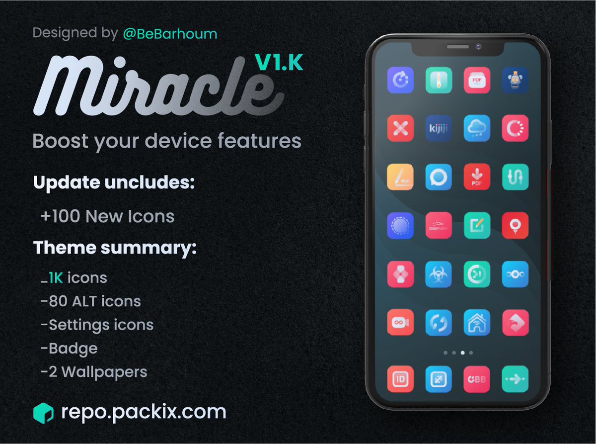 IBA_Graphics's tweet photo. Miracle hits finally 1K Icons 😍🥳
You can get it here: https://t.co/UaZeKVvFq4
#Themes #Iosthemes #packix https://t.co/GeiQlPX8cI