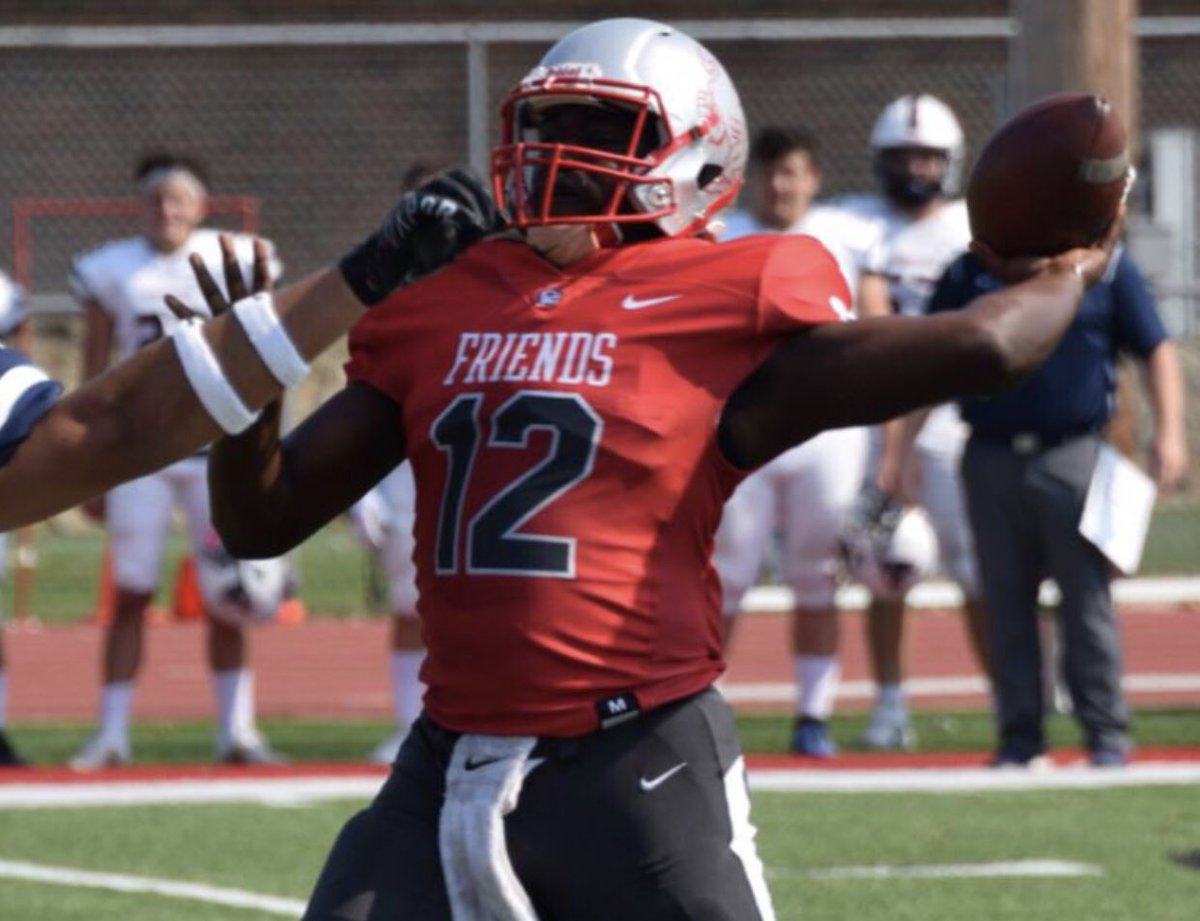 Action_4_'s tweet photo. I am Committed to play football and continue my education at FRIENDS UNIVERSITY‼️‼️ GO FALCONS‼️🔴⚫️ @FriendsGridiron 
Thank you @CoachByers34 and the rest of the staff
And thank you @CyStallard and @CoachSpess for helping me get to this point‼️ https://t.co/5Poj8VU878